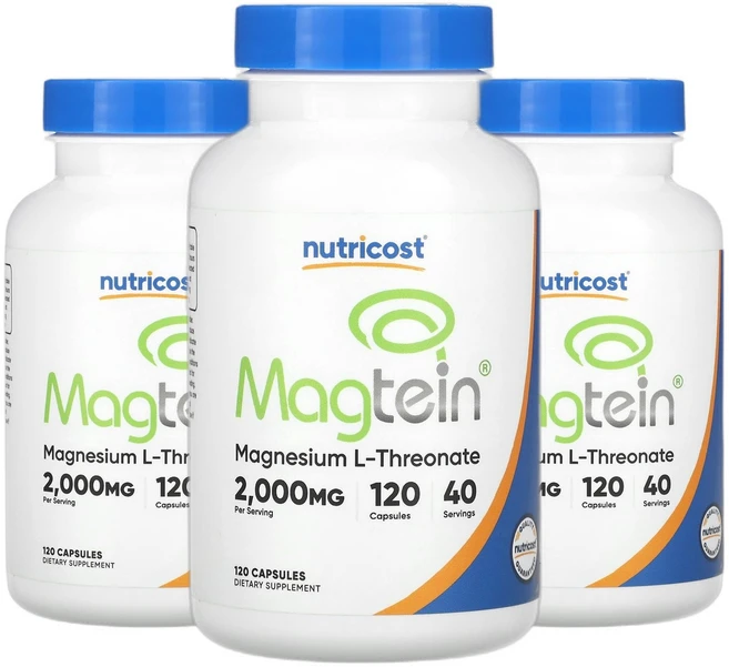 뉴트리코스트 Magtein 마그네슘 magnesium L-트레온산 캡슐 120정캡슐 2+1, 3개, 120정 - 쿠팡