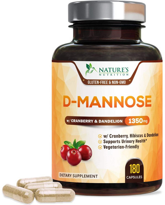 Nature's Nutrition 네이쳐스뉴트리션 D-Mannose with Cranberry & Dandelion D-마노스 180캡슐 비뇨기 건강 서포트, 180정, 1개