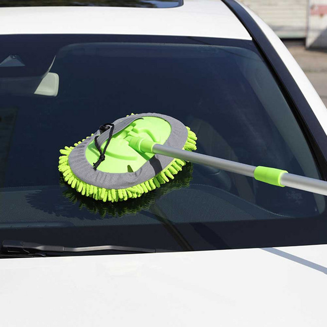 자동차 세차 밀대 걸레 3단 길이 조절 극세사 셔닐 워시 미트 대걸레, 1개