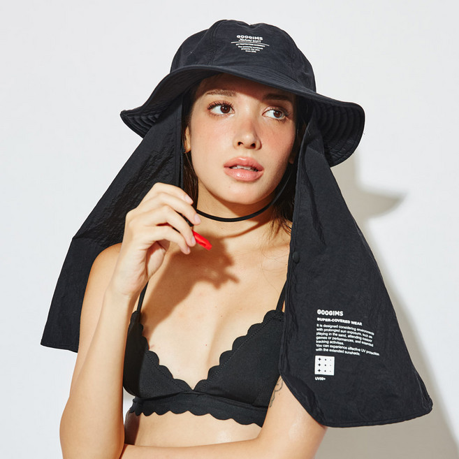 [방수/UV차단 99.9%]구김스 아웃도어/등산/낚시/여행/물놀이/서핑겸용 와이드버킷햇 사파리모자, BLACK(블랙)