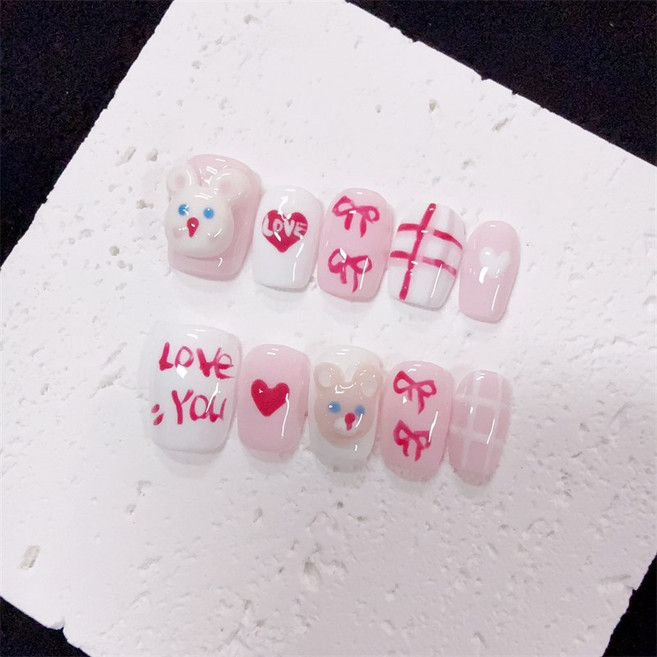 手工穿戴甲美甲甲片, 1個, B850短T-S碼純手工長約1.6公分, B850短T-S碼