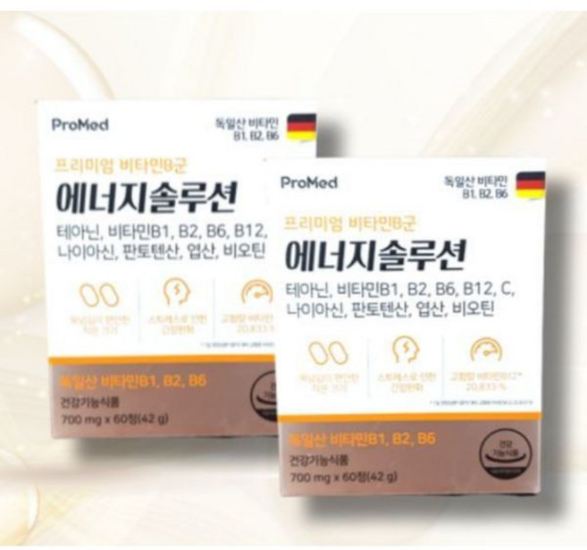 프로메드 테아닌 에너지솔루션 프리미엄 비타민B군 60정 2박스 617400