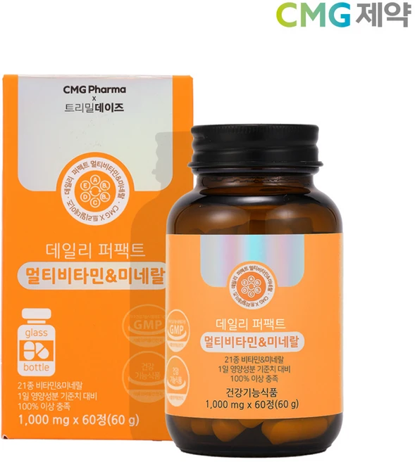 트리밀데이즈 데일리 퍼팩트 멀티비타민앤미네랄 60g, 60정, 1개 - 쿠팡