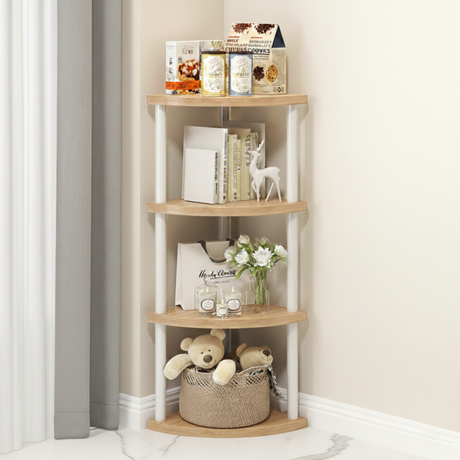 일상플랜 거실 코너 선반, 4단, 우드