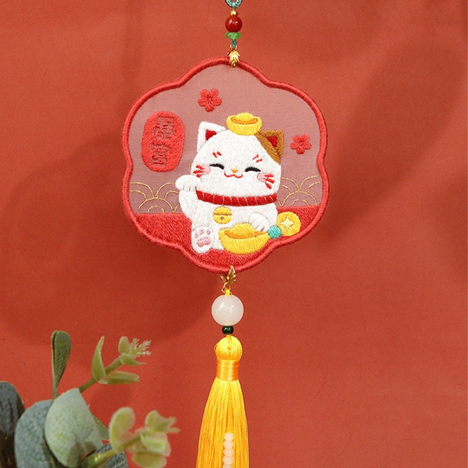 刺繡平安符 DIY 手作材料包 雙面繡 十字繡, 1個, A528 暴富平安 (送12cm繡棚)