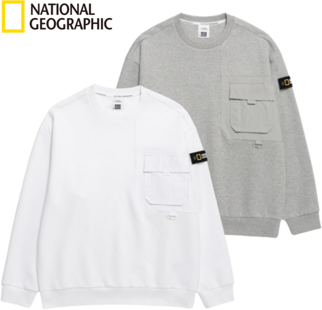 백화점정품 내셔널지오그래픽 공용 맨투맨 세미 오버핏 긴팔 티셔츠 간절기 캐주얼 베이직 대학생 직장인 출퇴근 커플룩 데일리