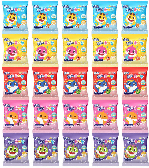 앙팡드봉봉 스낵스 핑크퐁 아기상어 줄줄이 솜사탕 15p, 60g, 1개