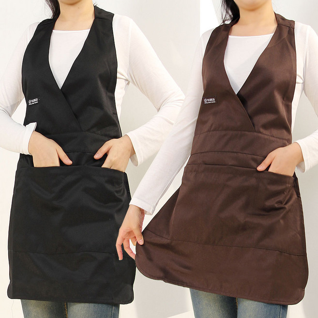 하랑이플 줄멜빵앞치마(H형) 엑스자 빅사이즈 주방앞치마 단체앞치마, T/C목걸이(브라운), 1개