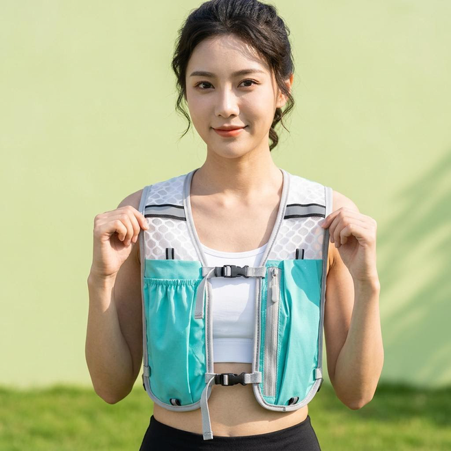 [런런피티] 아웃도어 등산 베스트 가방 러닝 조끼형 백팩 경량 수납 하이킹 트레일 러닝, 1개, 스카이블루