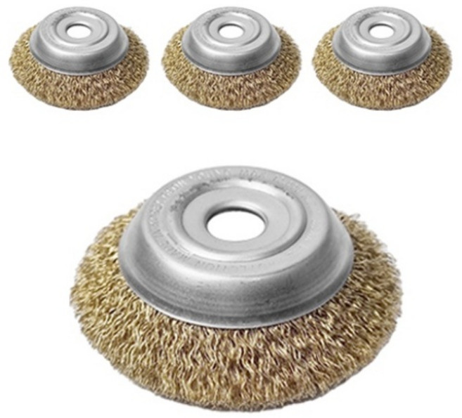 월드크린 녹제거 철 반컵 브러쉬 100mm, 4개