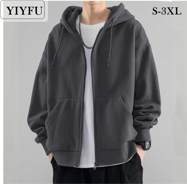 YIYFU 남녀공용 심플 후드집업 스타일리쉬한 빅포켓 아우터 4컬러
