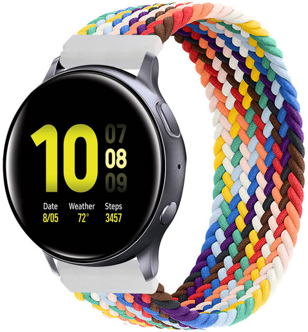 스페이스쉴드 갤럭시워치 액티브2 44mm 40mm 호환 브레이드 솔로루프 나일론 스트랩 밴드 스트랩 16color, 레인보우, M