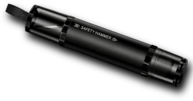 브랜스 강화유리도 파괴하는 안전벨트 컷터 차량용 비상 망치, 블랙, 1개