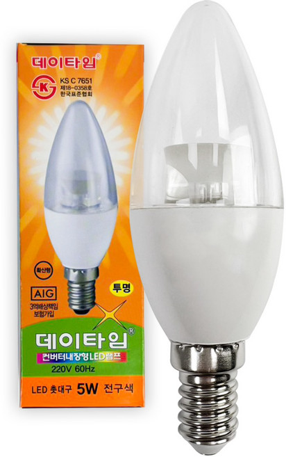 LED 베이직 촛대구 E14 5W 에디슨전구 인테리어용전구 카페조명, 전구색, 5개