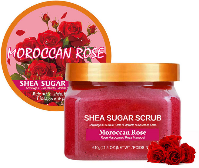 蔗糖沐浴鹽身體磨砂膏 深層清潔 嫩膚 香氛去角質, 1個, 玫瑰【玫瑰】