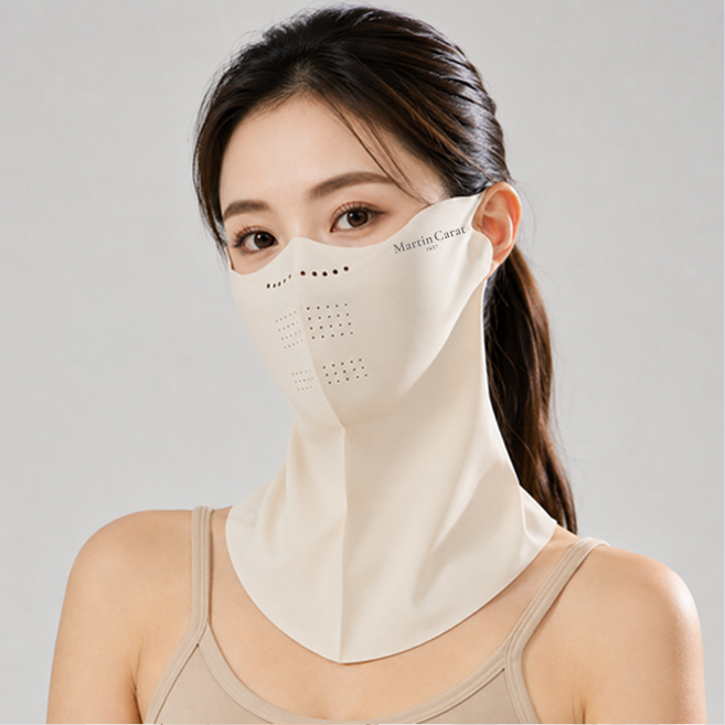마틴캐럿 귀 안아픈 UV 쿨링 자외선차단 넥페이스 스포츠 마스크, 1개, 크림베이지