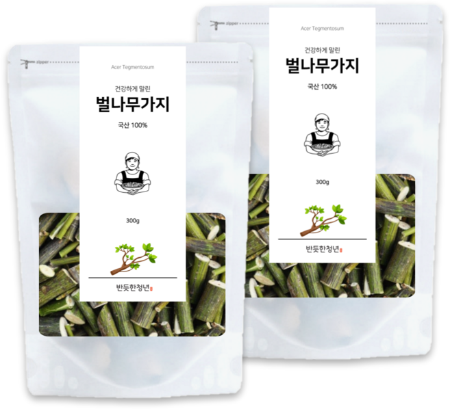 1+1 반듯한청년 벌나무 가지 300g 2봉 국산 건조 햇 말린 것 산청목 산겨릅나무, 1+1 반듯한청년 벌나무가지 차 300g 2봉 산청목, 2개