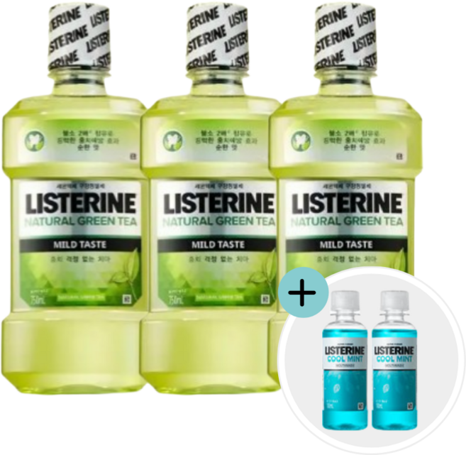 리스테린 그린티 마일드 증정 쿨민트 100ml 2개, 3개, 750ml