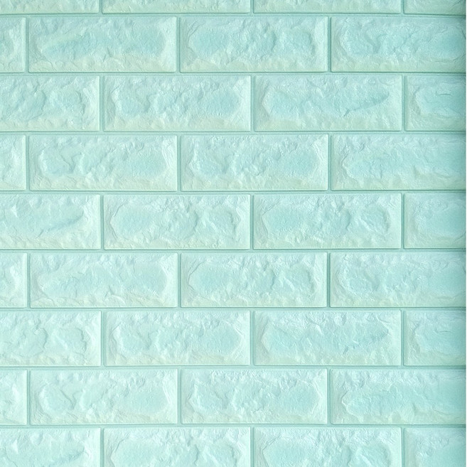 쿠셔니 폼블럭 폼벽지 셀프인테리어 붙이는 스티커 접착식벽지 시트지, 파스텔블루, 1개