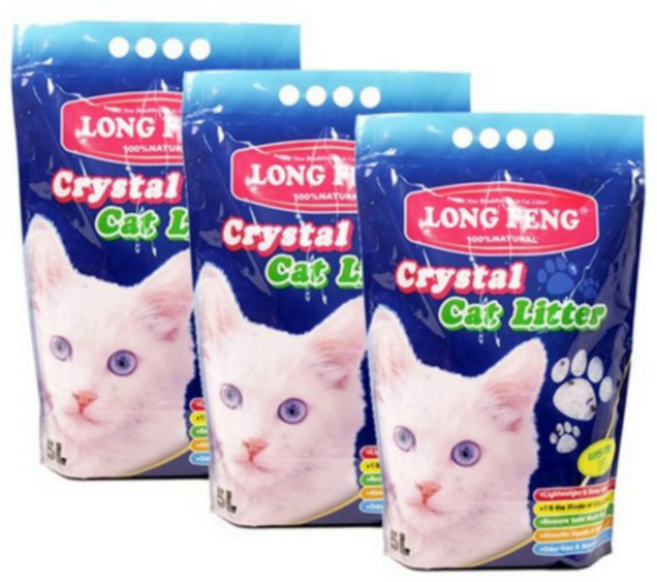 룽펑 크리스탈 (무향) 5L 고양이 모래, 3개, 라벤더