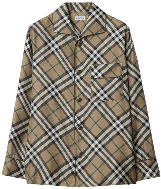 버버리 체크 패턴 실크 파자마 상의