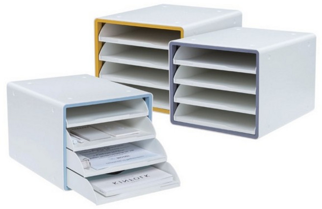 SYSMAX 디럭스 오픈형 서류함 4단(엘로우 290x340x240mm), 상세 설명 참조