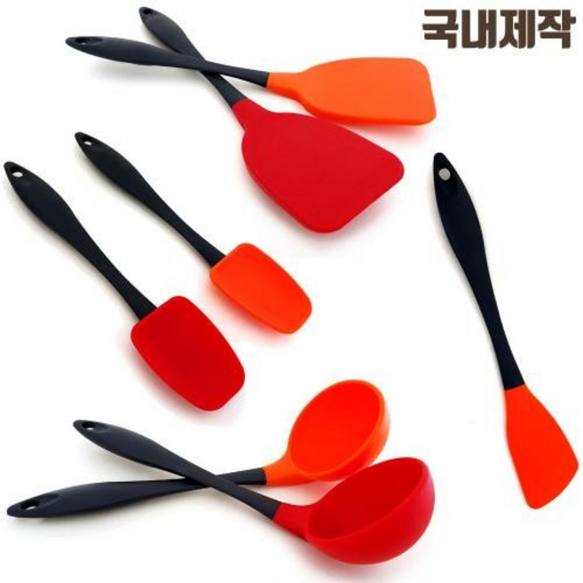 국내산 실리콘 도리기구 국자 뒤집개 스페츌러 볶음 스푼 주걱 조리도구, 1개