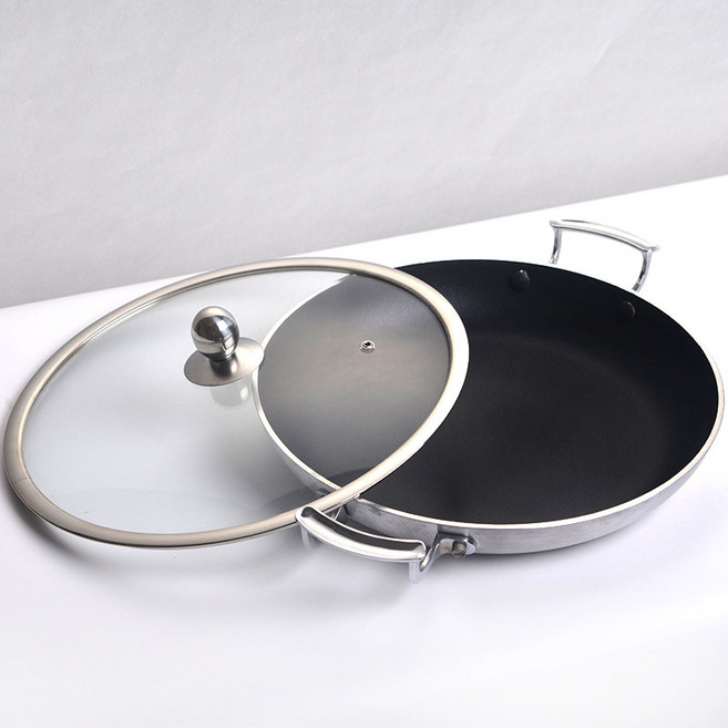 양귀 논케미컬 코팅 무연기 스테인리스 가정용 프라이팬 양귀 논스틱 냄비, 알루미늄, 26Cm 이중 바닥, 1개