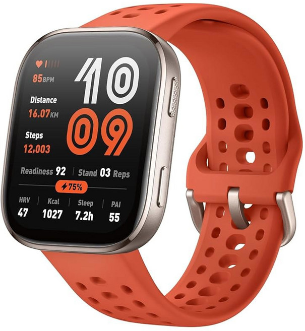 Amazfit Bip 6 스마트 워치 46mm 14일 배터리 1.9인치 AMOLED 디스플레이 GPS 및 무료 지도 AI 블루투스 통화 및 문자 건강 피트니스 및, Red, 1개