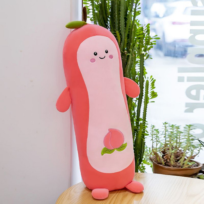침실 만화 과일 아보카도 던지기 베개 긴 봉제 인형 잠자는 다리 클립 침대 헝겊, 복숭아