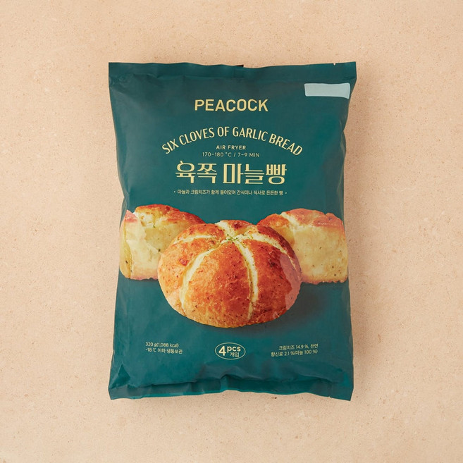 피코크 육쪽 마늘빵 80g, 6개, 320g