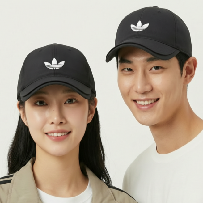 아디다스 오리지널 야구모자 더블캡 선바이저 캡 남녀공용 검정 골프모자, 1개, BLACK