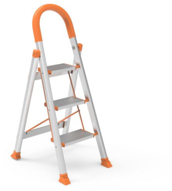 yuchern 三階摺疊家用鋁梯，輕巧耐用，穩固防滑，居家清潔裝修好幫手, 1套