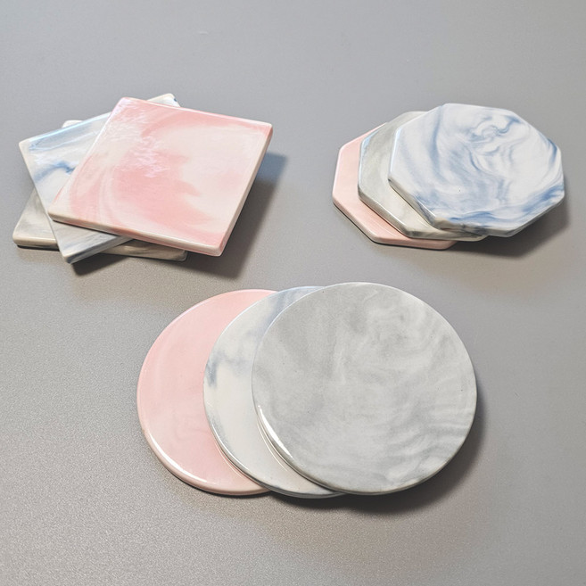 실링왁스 도자기 대리석 받침대 마블 패드, 원형, 1개, 핑크