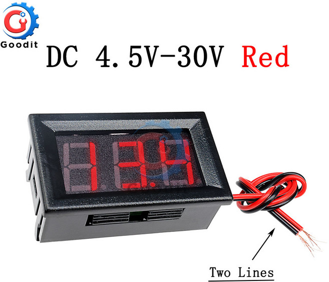 미니 디지털 전압계 DC 4.5V ~ 30V 패널 6V 12V Electromobile 오토바이 자동차 0.56'', 1개
