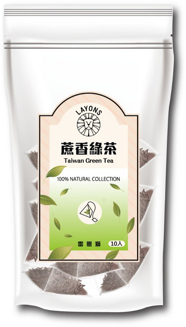雷恩獅 三角茶包 - 台灣綠茶 台茶12號 立體茶包 冷泡茶, 1個, 蔗香綠茶-10入