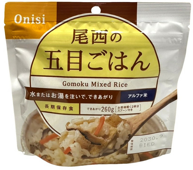 Onisi 尾西食品乾燥飯 什錦風味飯 即食方便米飯 防災儲備糧食, 1包, 100g