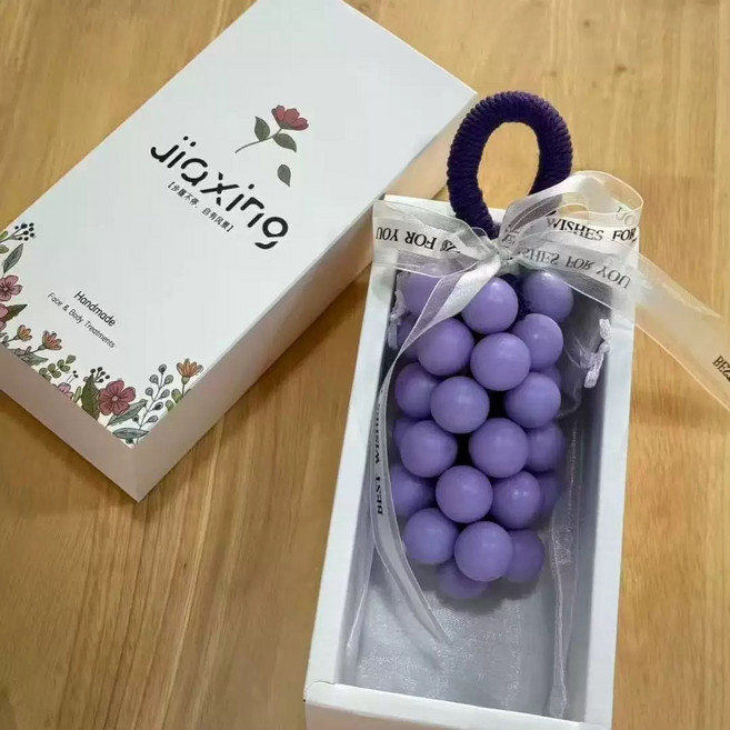 크리스탈 포도 비누 포도송이 수제 비누 에센셜 오일 비누 목욕 손세정 지속적인 향기 모조 과일 비누, 보라색 포도 선물 상자 250g