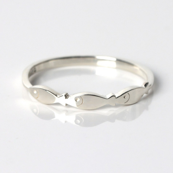 오로프 순은 925 나란히 물고기 행운 재물 수능 소원 열손가락 가드링 반지 5호~23호 (S5508R)