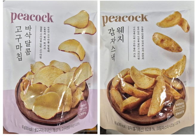 피코크 웨지감자스낵 65g + 바삭달콤 고구마칩 60g 각 1개씩