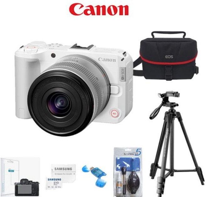 (Canon) 캐논 EOS R50V 14-30mmKIT화이트+256G+정품가방+삼각대+리더기+보호필름+크리닝킷, EOS R50V 14-30mm KIT 화이트