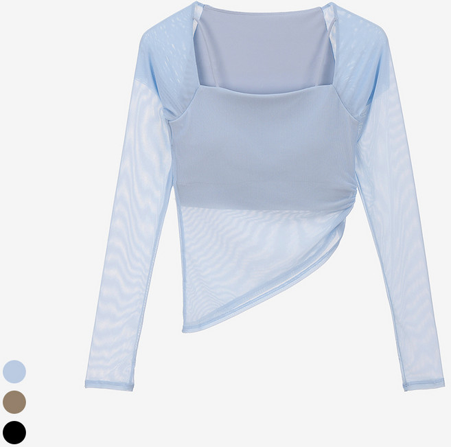 [콘치웨어] 메쉬 언발 롱슬리브 3colors 필라테스 요가