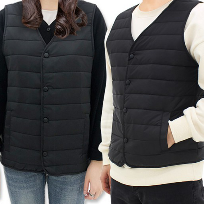 [시즌할인] 경량패딩조끼 브이넥 지퍼 집업 라이트