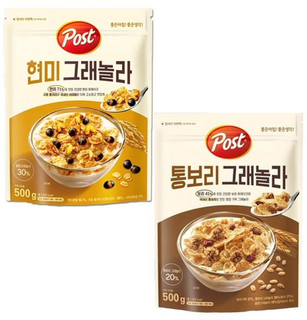 동서 포스트 통보리 그래놀라 + 현미 그래놀라, 1개, 500g