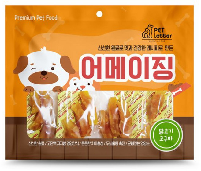 테온셀 펫레터 대용량 사사미 강아지 간식 어메이징 300g 닭고기 고구마, 1개