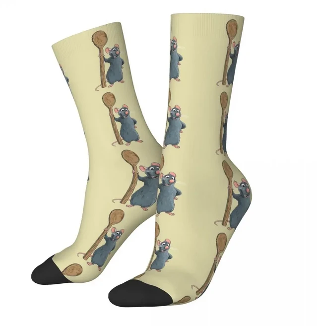 쿠쿠스토어 Remy Ratatouille 양말의 작은 요리사 하라주쿠 땀 흡수 스타킹 올 시즌 긴 남성 여성 액세서리, 12 7, 01 One Size