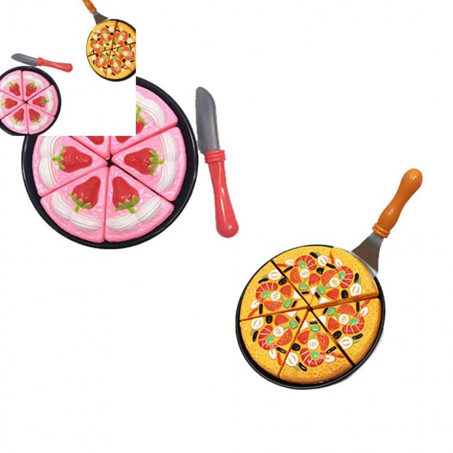 피자썰기+케익자르기 2종세트 피자모형 케익장난감 모형장난감 자르기놀이, 1개, 상세페이지 참조