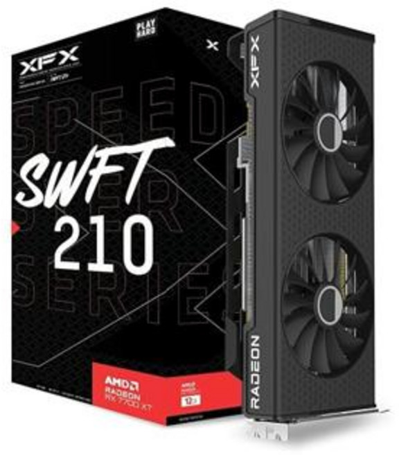 12GB GDDR6 HDMI 3xDP AMD RDNA 3 RX-77TSWFTFA가 탑재된 XFX 스피드스터 SWFT210 라데온 RX 7700XT 게이밍 그래픽 카드