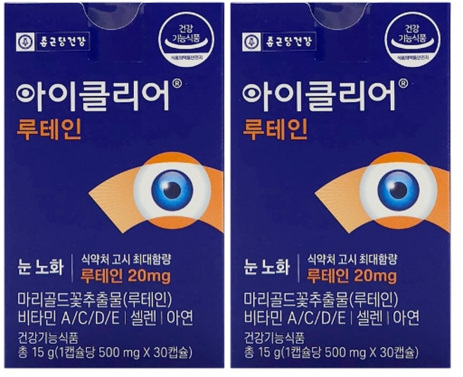TV홈쇼핑정품 종근당 아이클리어 루테인 2개월분, 30정, 2개