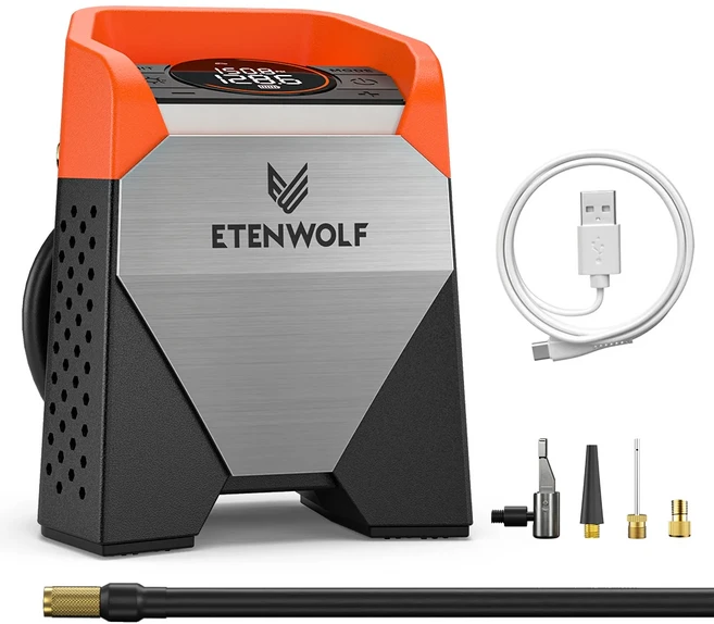 티에이치 에텐울프 S5C 자동차 타이어 공기 주입기 15600mAh 100% 듀티 사이클 컴프레서 (픽업트럭 자전거, 01 S5C-orange